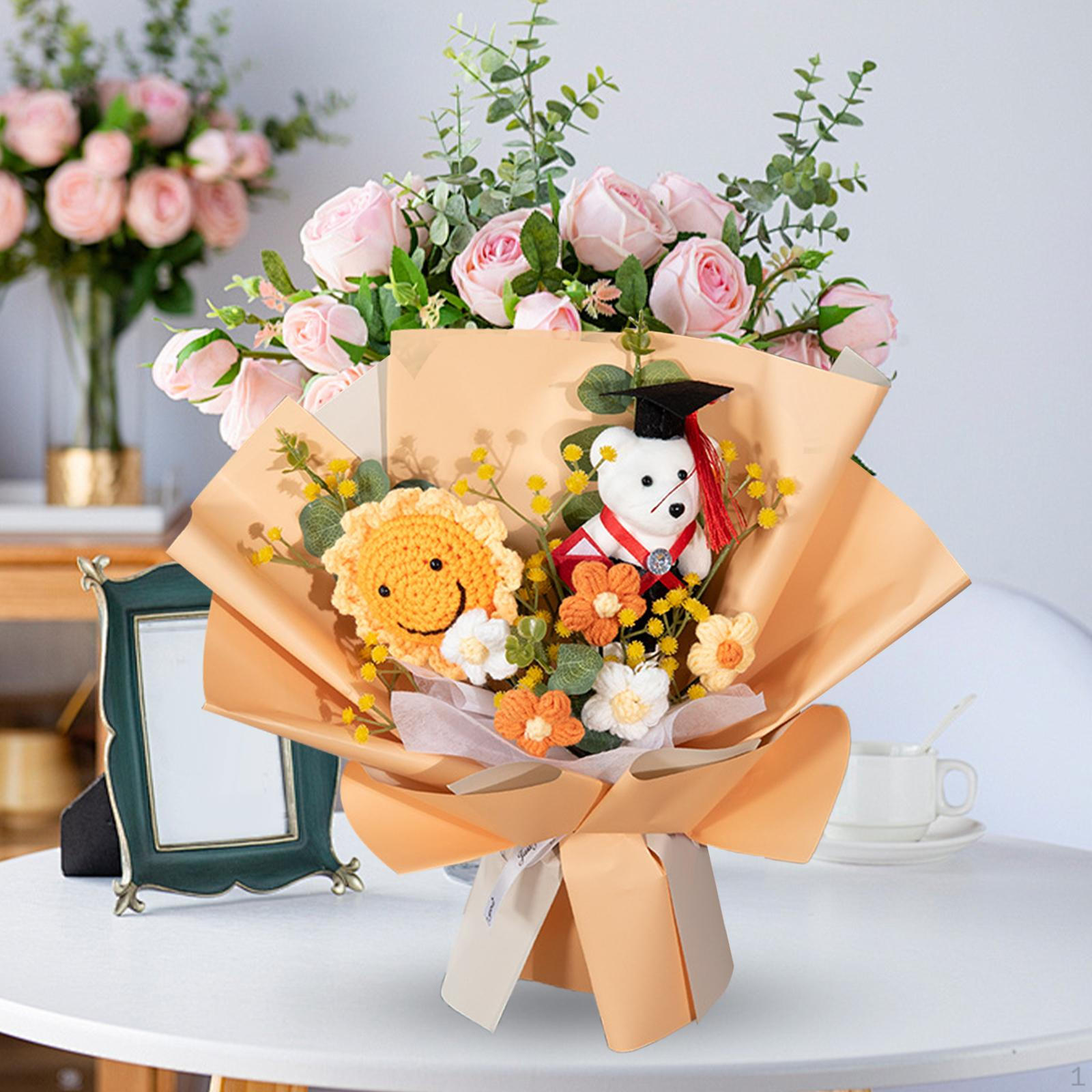 

Букет цветов крючком, Вязаные искусственные цветы, Подсолнух крючком на День отца Light Orange