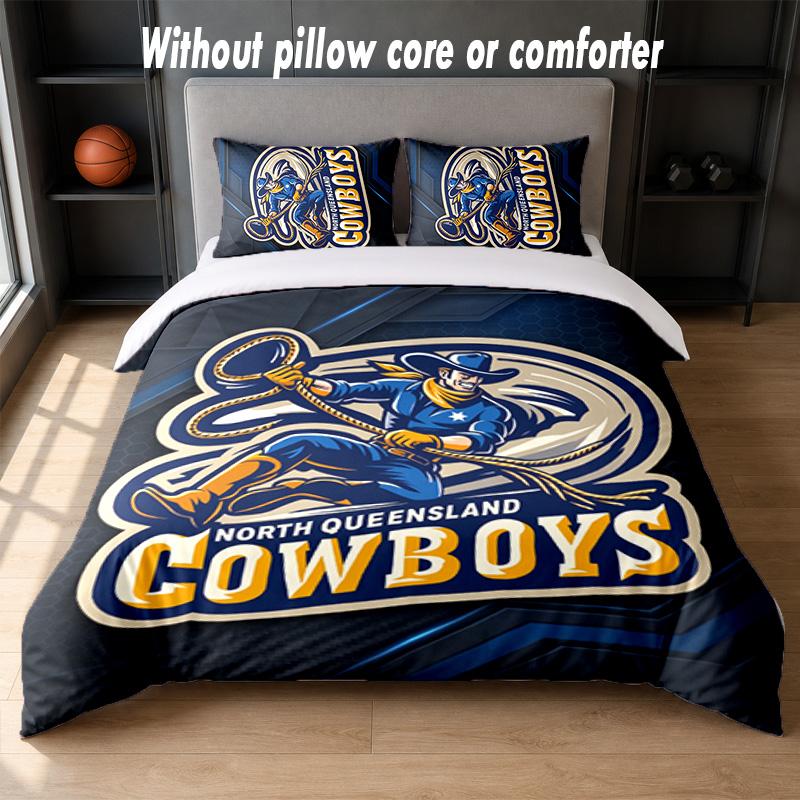 North Queensland Cowboys Design Bed Bedding Set 1 Duvet Cover + 2 Pillowcases Soft Breathable Household Bed Linens