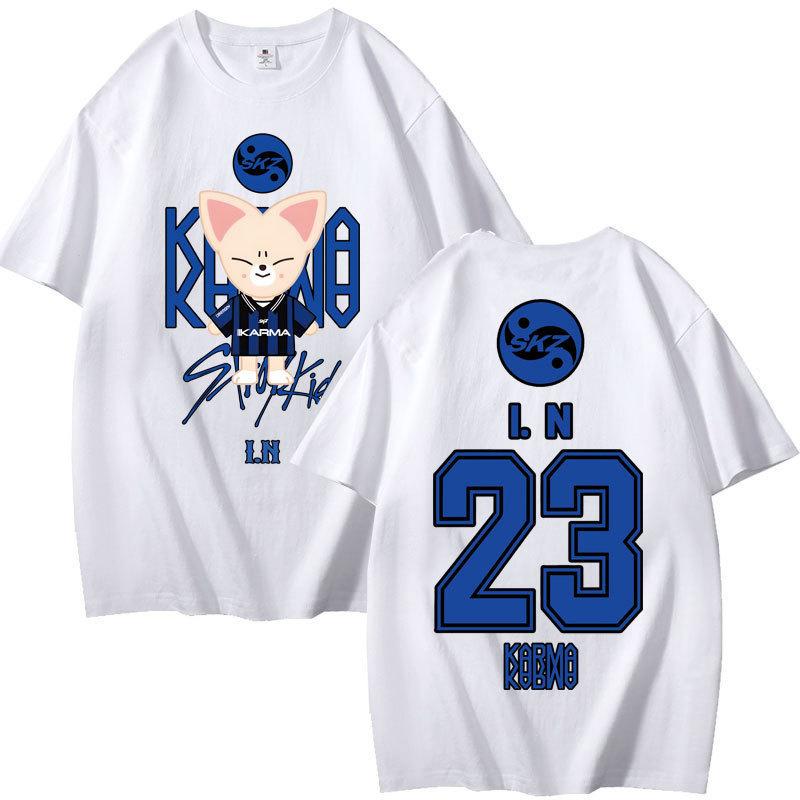 Cosplay Stray Kids Summer T-shirt Kawaii Manga Graphic Tees Shirt Cotton Casual Cartoon Short-Sleeves Tshirts Streetwear Kids Tops