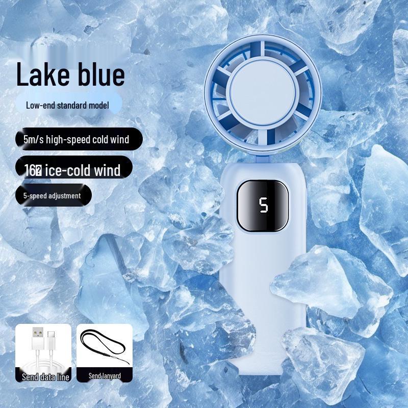 2026 Turbo High-Speed Mini Handheld Cooling Fan with Ice Pack 61*58*177mm