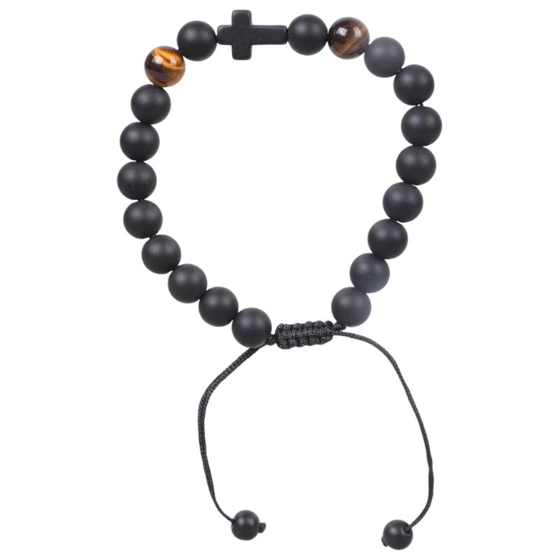 Adjustable Beaded Crosses Bracelet for Boys Religious Ceremony Christening Confirmation Gifts Godson Grandson Nephew