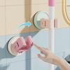 3PCS Multi-functional Plastic Suction Cup Mop Holder Wall Mounted Waterproof Mop Clip Space Saving Mop Storage Rack Bathroom