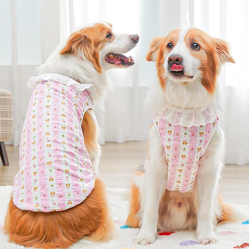 Pet All-cotton Yarn Breathable Thin Clothes for Big Dogs Cats Pet Cats Home Air-conditioned Suits Golden Retrievers