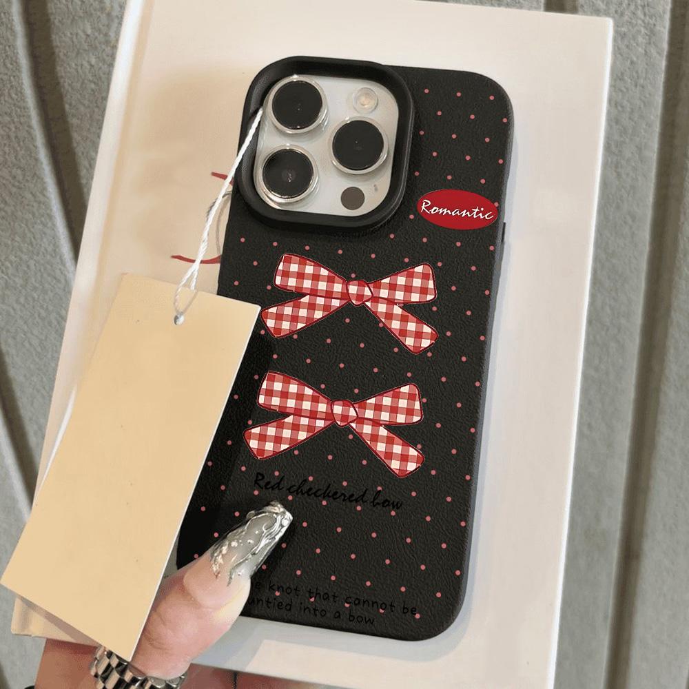 Cute Bow Silicone Leather Case For iPhone 11 Case iPhone 16 13 12 14 15 Pro Max 14 15 16 Plus Soft Shockproof Phone Cover Funda