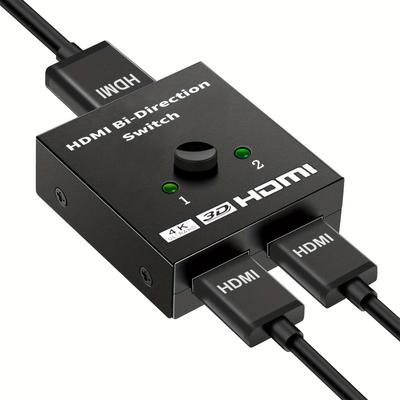 מתג HDMI 4K 60Hz HDMI מפצל, מחליף HDMI 2.0 HDCP 2.2 דו-כיווני, מפצל HDMI 1 In 2 Out תמיכה ב-3D HDR