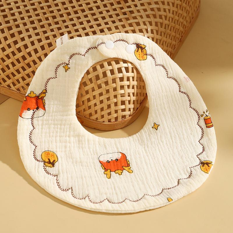 Newborn 6 Layer Gauze Bibs Ultra Soft Absorbent Anti Spit Up Cartoon Baby Drool Bibs Breathable And Comfortable For Infants
