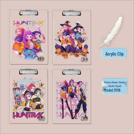 K-POP Cute Monster Hunter Witch A4 Acrylic Clip Board: Transparent, Cartoon-Style Writing Pad