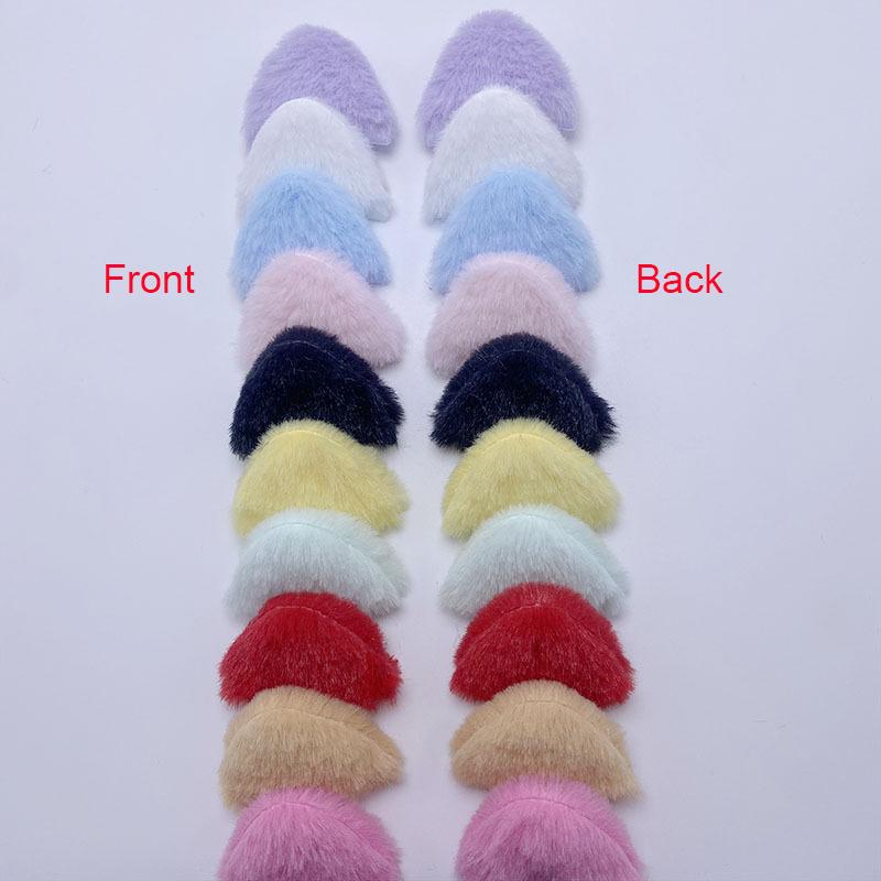 10pcs/bag Furry Felt Plush Padded Cat Ear Appliques For Headband Hair Clip Accessories Cloth Hats Decoration Patches