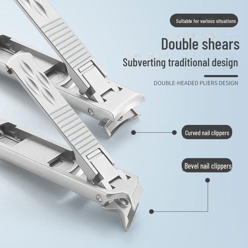 Dual-Head Foldable Stainless Steel Nail Clippers: Manicure Tool Combo
