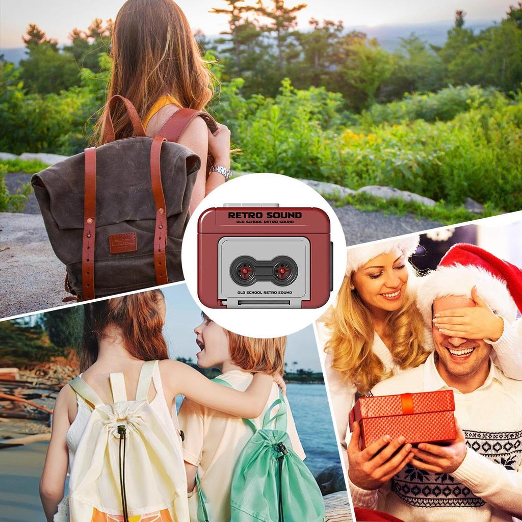 Retro design magnetofonu Mini klíčenka s funkcí nahrávání: Přenosný vintage držák na klíče |