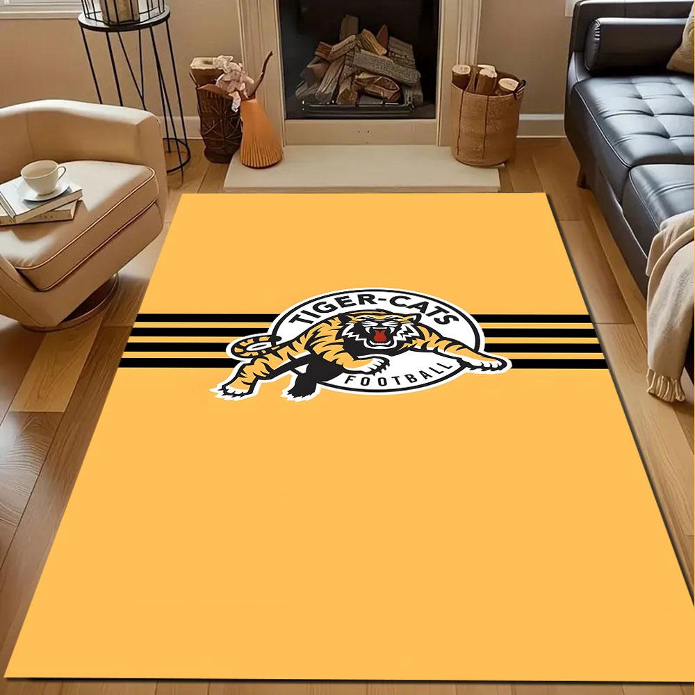 "Yellow Tiger-Cats Football Logo Design" Patterned carpet, non slip mat suitable for living room and bedroom sofas