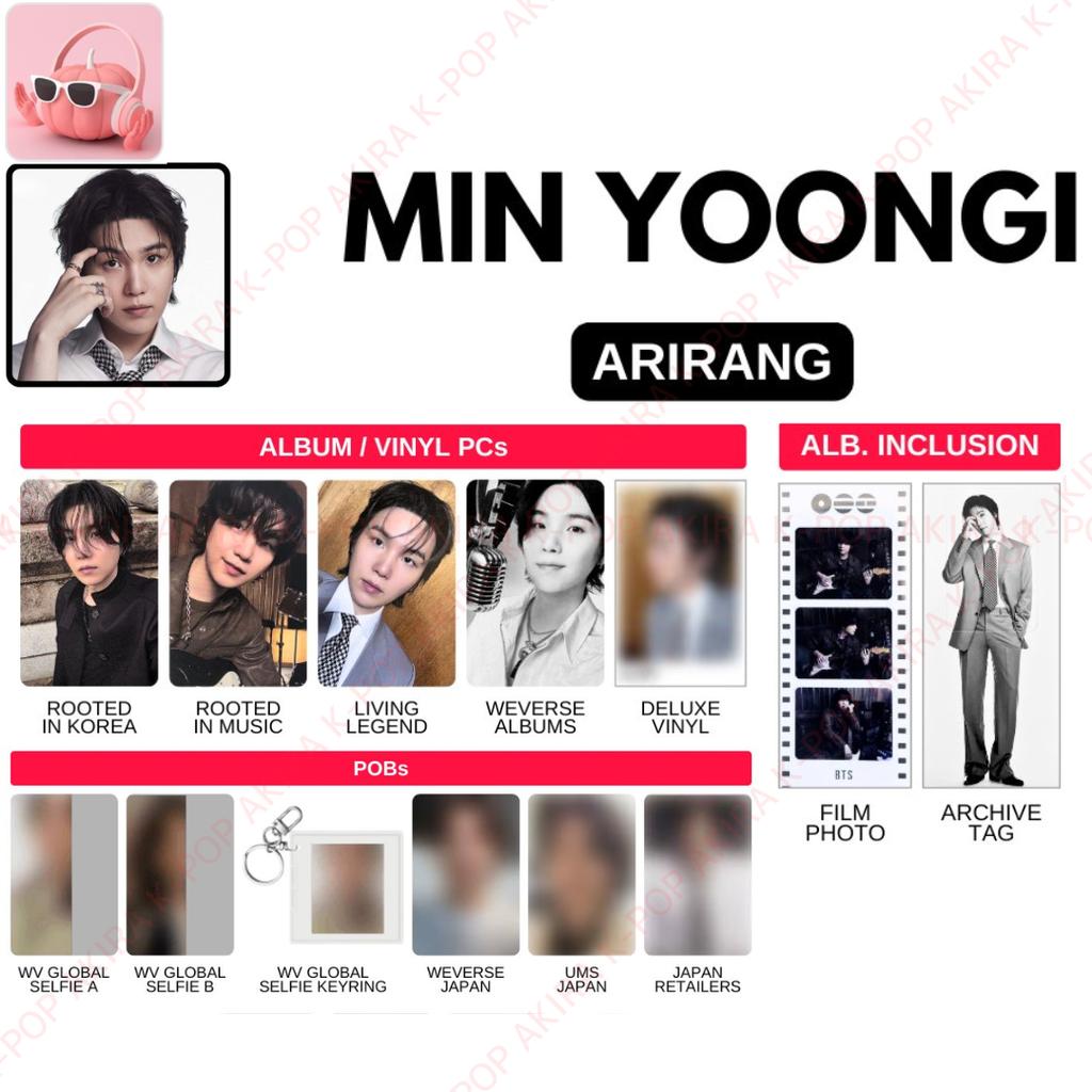 PRE-ORDER "SUGA" BTS The 5th Album ARIRANG ALBUM PHOTOCARD JAPAN POB STORE BENEFITS OFFICIAL