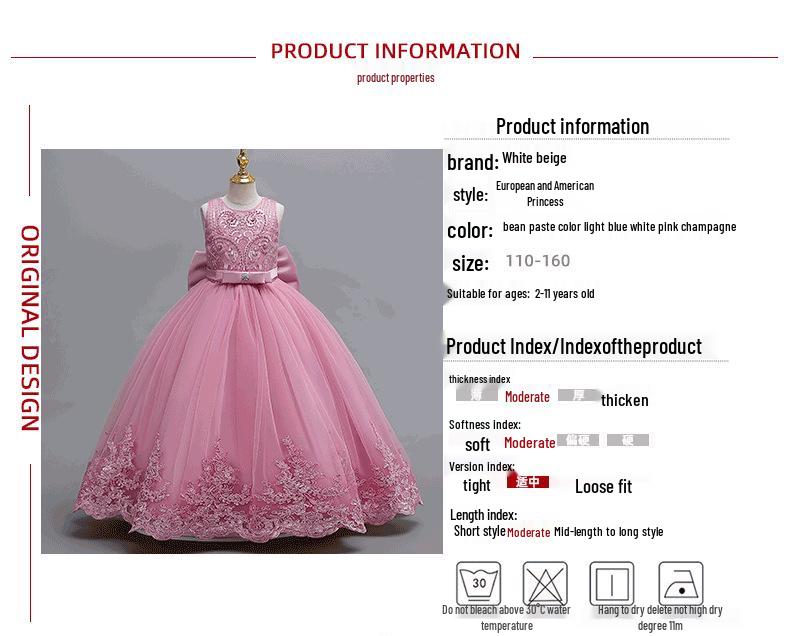 Children's Lace Trim Evening Dress - Princess Runway Model