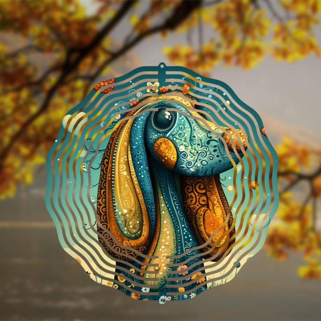 Vibrant 3D Metal Dog Wind Spinner - 10-Inch Solar/Breeze-Powered Outdoor Decor, Smooth 360° Rotation