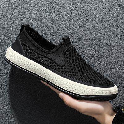 Fashion Lightweight Men Casual Shoes Breathable Slip On Male Casual Sneakers Anti-slip Men's Hollow Out Flats Outdoor Walking Mesh Shoes