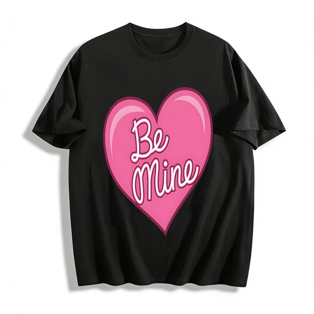 Valentine s Day Be Mine Pink Heart Print Casual Top Pure cotton T-shirt XXS