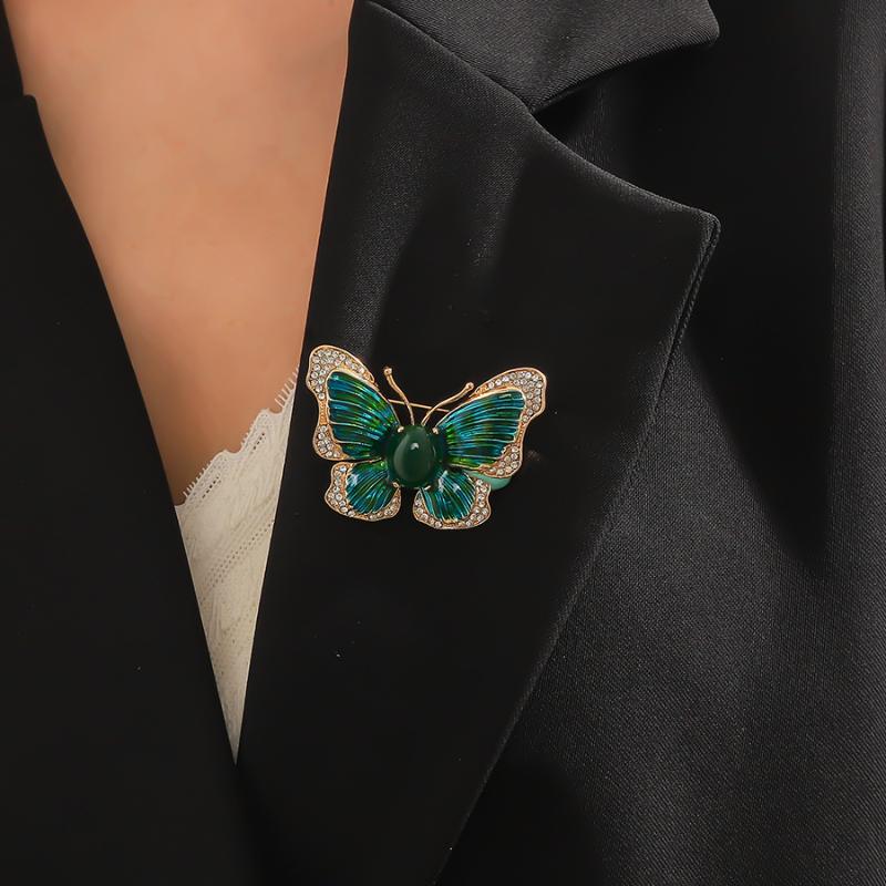 1Pcs Trendy Animal Insect Lapel Pin Elegant Crystal Enamel Butterfly Brooch For Men'S Suit Fashion Clothing Accessory Jewelry
