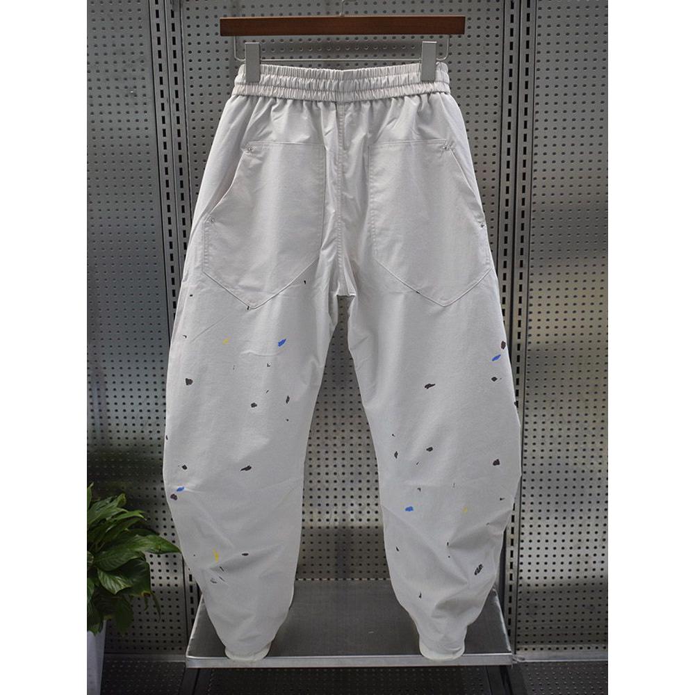 Summer New Fashion Brand Long Colorful Paint Spots Washed Straight-cut Curved Blade Pants Versatile Casual
