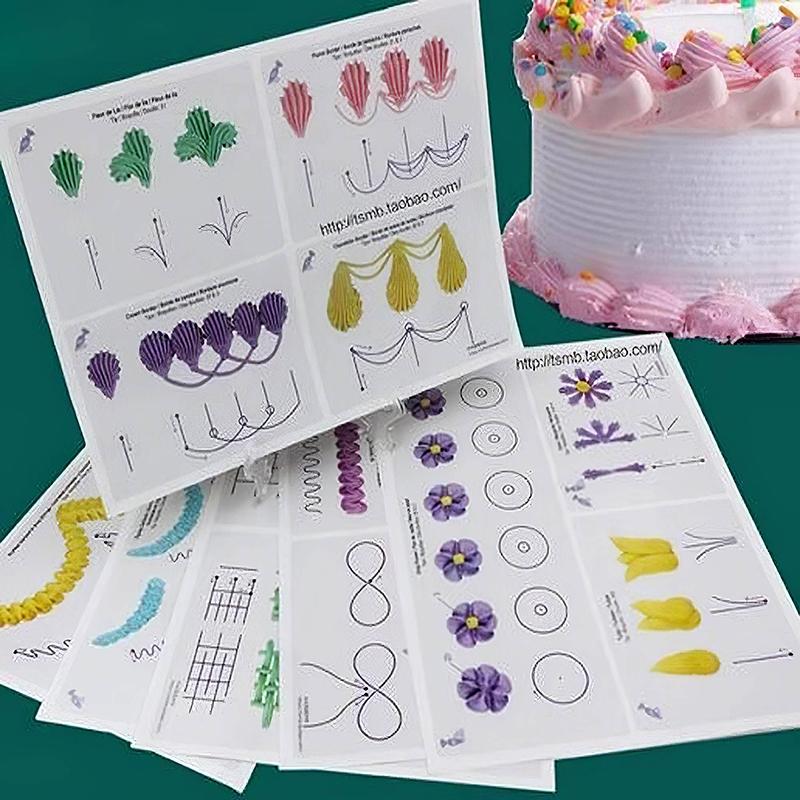 23pcs Icing Piping Nozzles Practice Drawings Board Cake Pastry Beginner Practice Paper Fondant Decorating Accessories