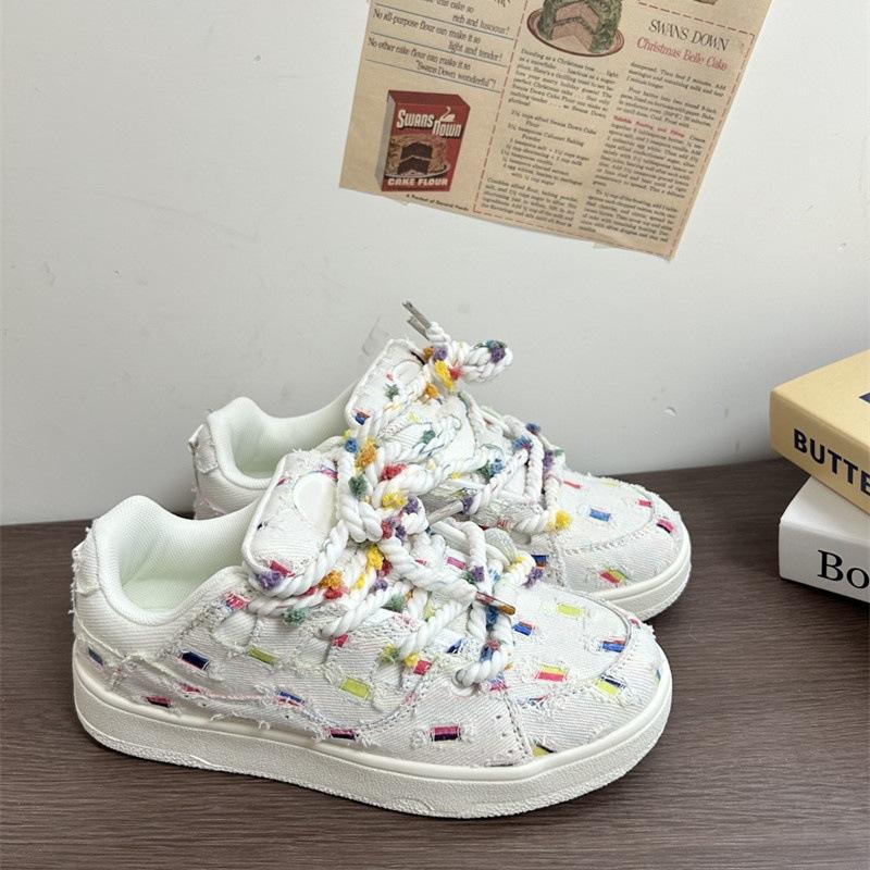

Inner heightened sneakers autumn and winter new leather thick-soled plus-size color-blocking bright strip shoes 35