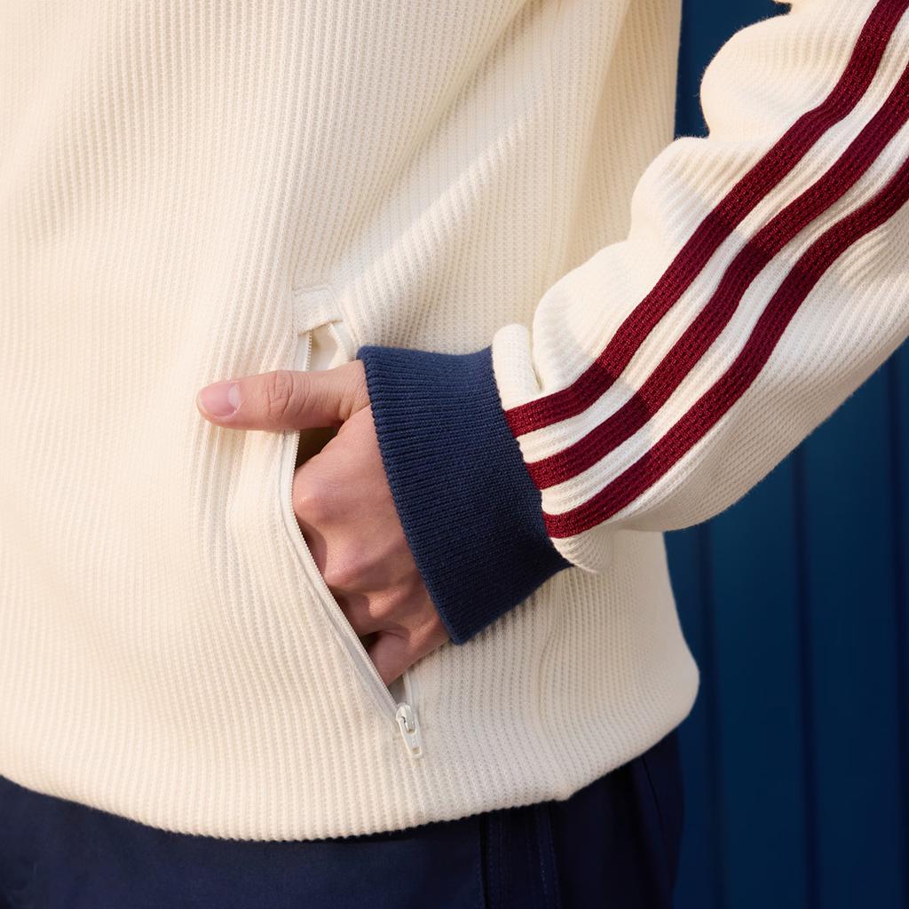 adidas Originals Stand Collar Zipper Striped Knit Jacket Men Jackets KY5769