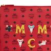 MCM Year of the Rat Clutch Bag, Red Visetos Monogram Wristlet with Mouse Print, for Daily Travel Shopping Cosmetics MXZASXL02RJ001