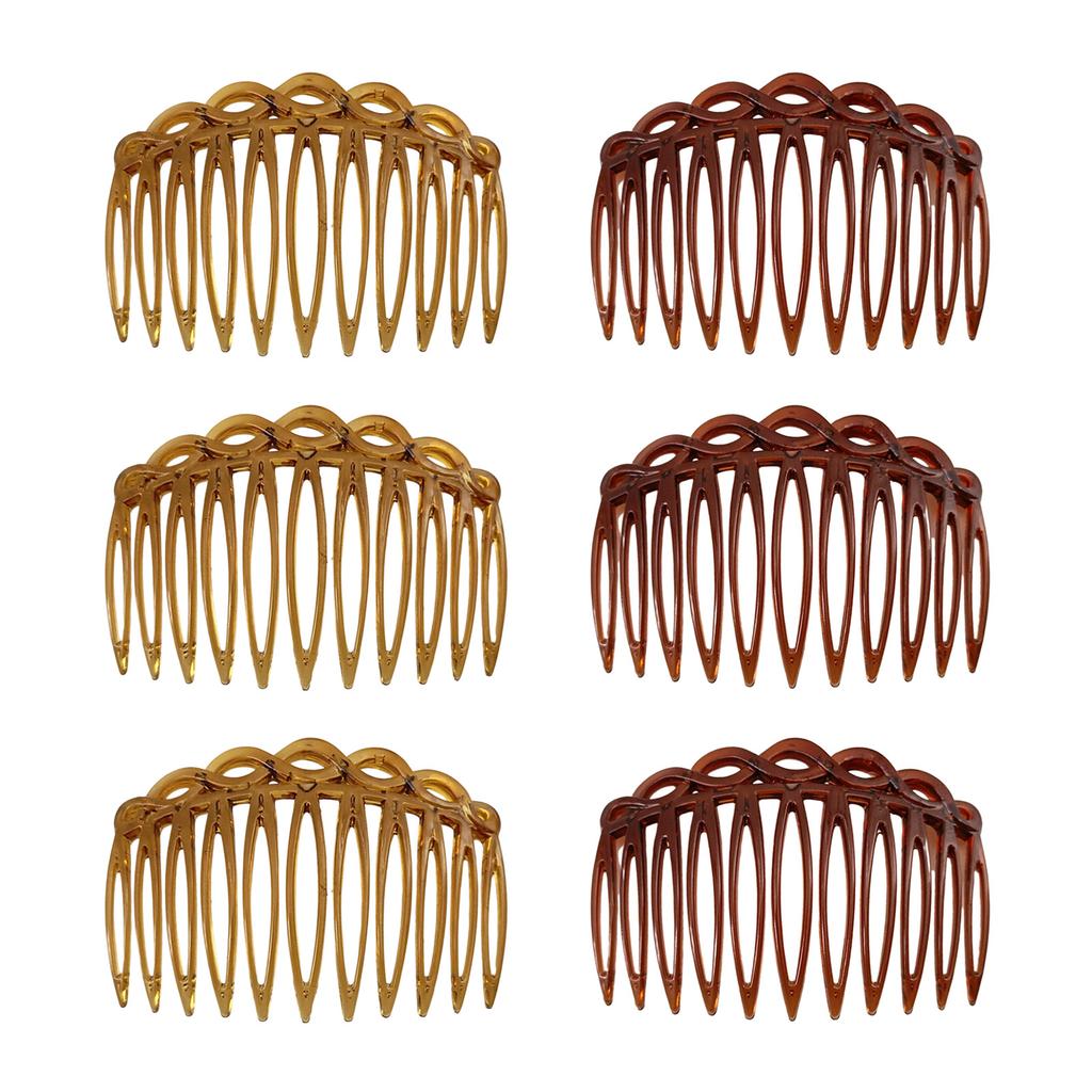Elegant Hair Combs 6 Piece Plastic Resin Side Parting Hairpins Fashion Headdress For Daily or Formal Event