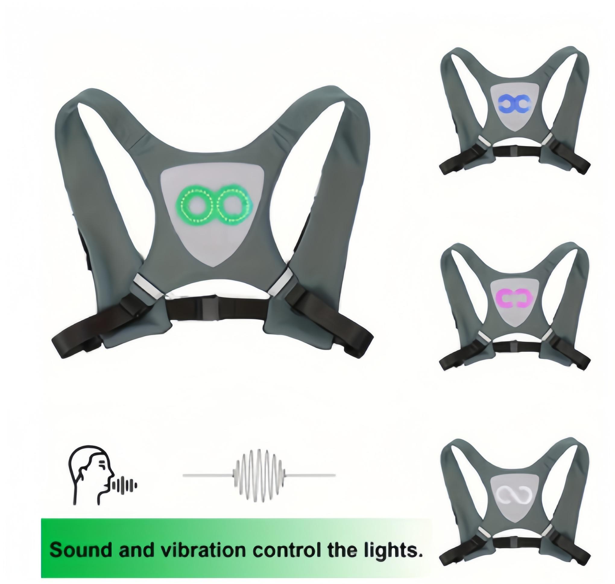 

LED voice-controlled multi-color glowing vest Suitable for running / skateboarding / cycling сірий