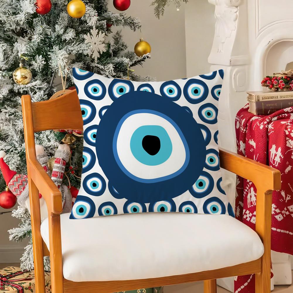 Classic Prank Evil Eyes Funny Pillow Case Silky Short Plush With Invisible Zipper Dustproof Sofa Cushion Cover For Home Decor