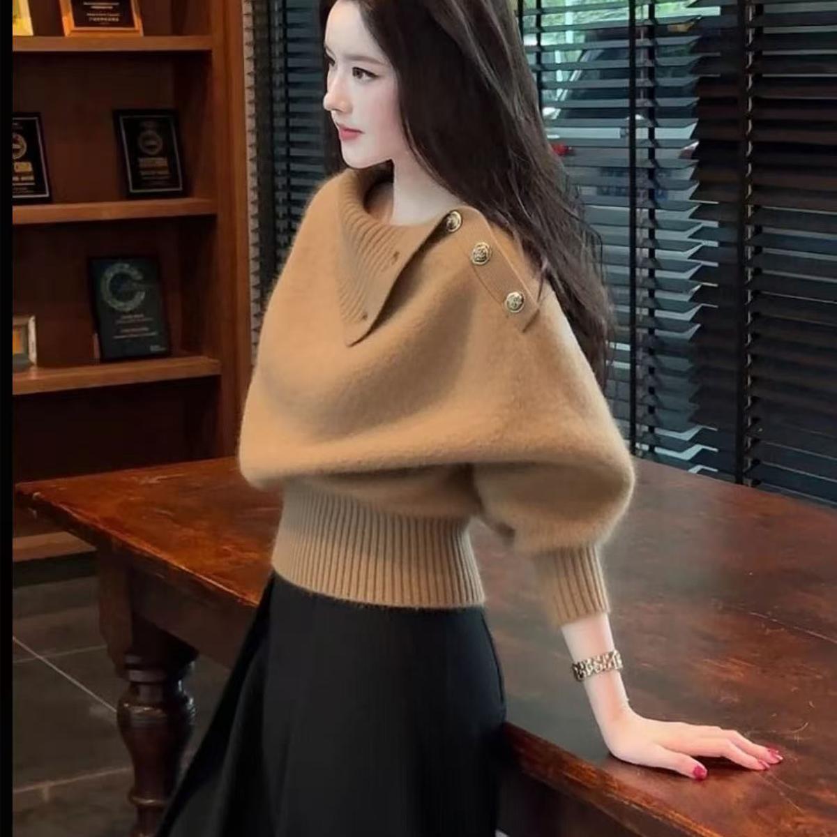 

2025 Elegant Light-Brown Knit Top for Autumn/Winter - Stylish and Sophisticated M (45-50 kg) коричневый