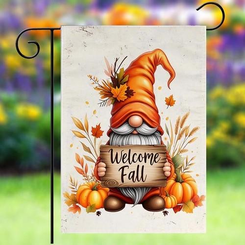 Garden ag 12x18Gnome Welcome Fall Yard Sign ag Banner Porch Housewarming FCCE ZZA WWL EEL