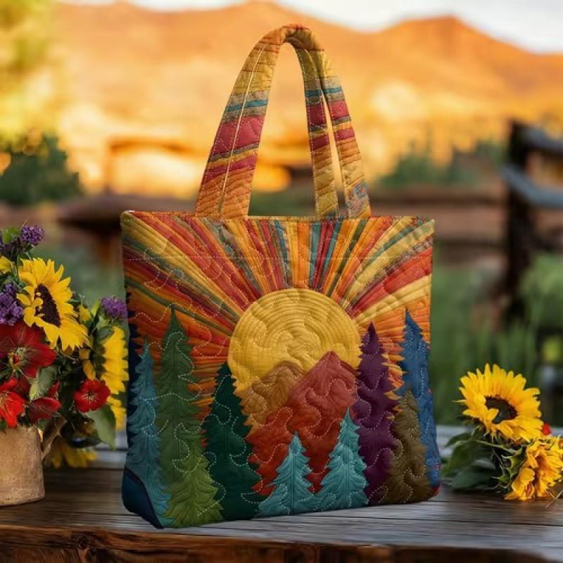 Bird Print Quilted Tote Bag - Fashion Shoulder Handbag Daily Use