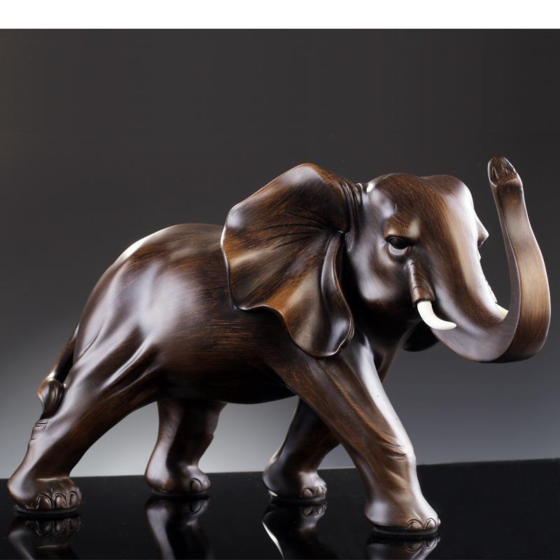 Statua Elefante Finto Legno Resina Artigianato Scultura Animale Decorazione Scrivania Ornamenti Arredamento Soggiorno Decorazioni Casa Moderno