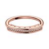 Pandora Signature Series Pavé Pave Design Synthetic Cubic Zirconia Alloy Ring Women’s Rose Gold rose gold 50 mirror jewelry box