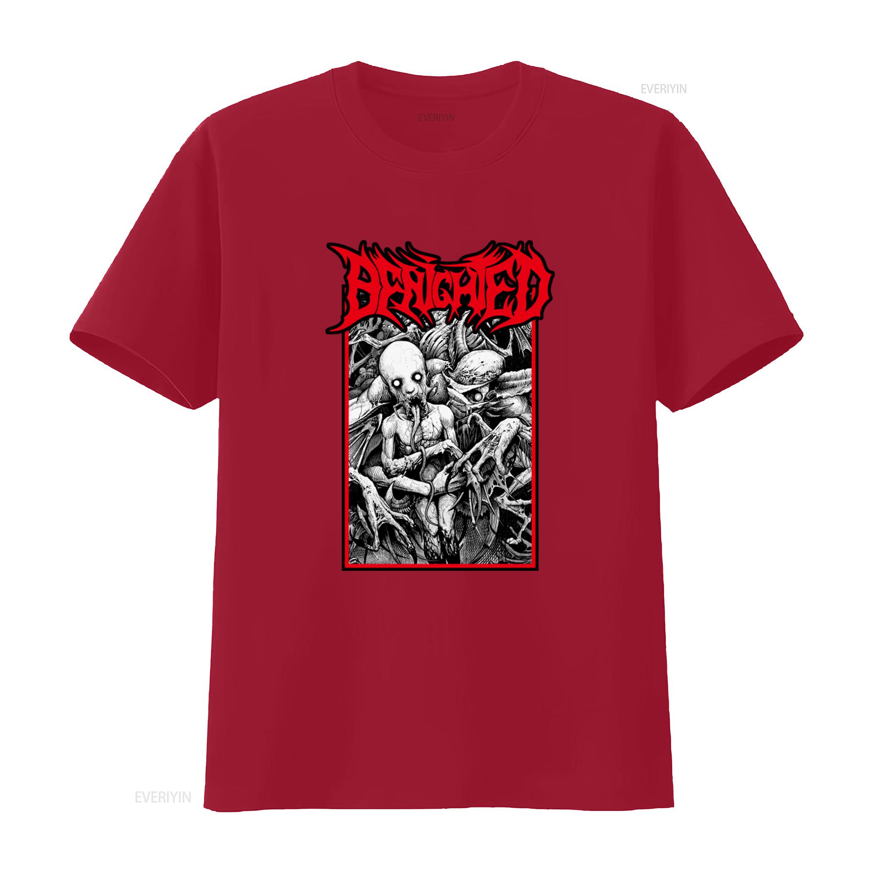 

Dark Red Benighted Classic Skull Premium T Shirt Unique Horror Design for Fans vintage Washed Versatile Unisex graphic homme S