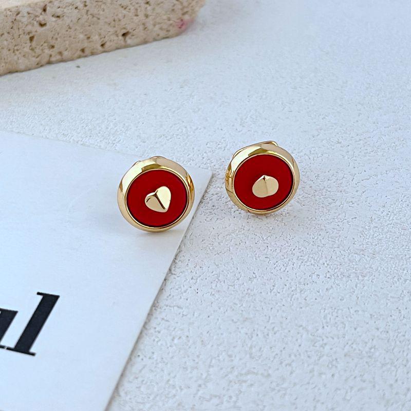 

Модный комплект серег-пусет и ожерелья с металлическим сердцем, инкрустированным кожей в стиле легкой роскоши