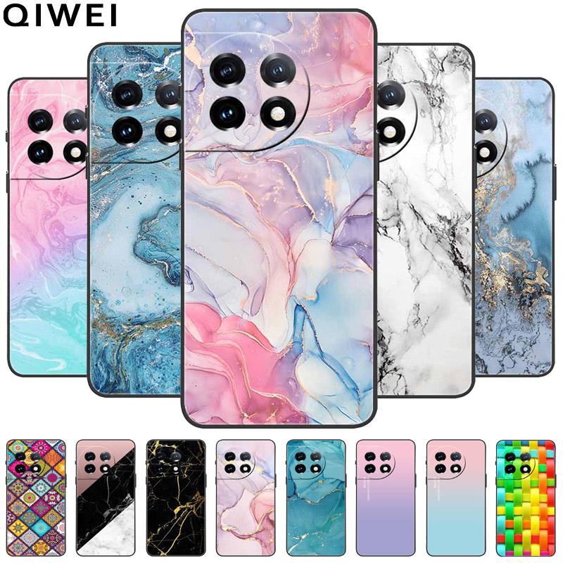 For One Plus 11 Case Marbled Granite Stone Texture Phone Cases for Oneplus 11R Shockproof Soft Cover on for Oneplus11 5G Silicon