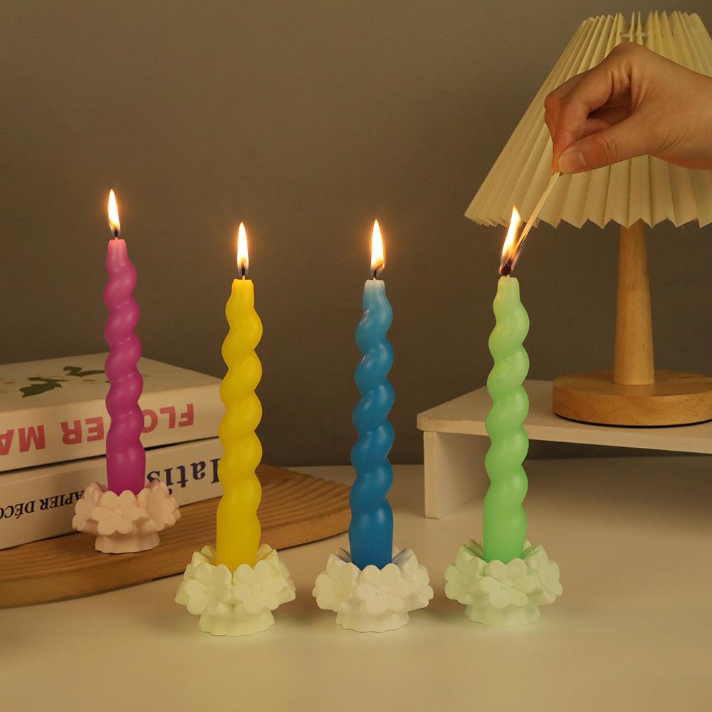Colorful Twisted Spiral Long Rod Candle Home Creative Wedding Rodless Wax Candle