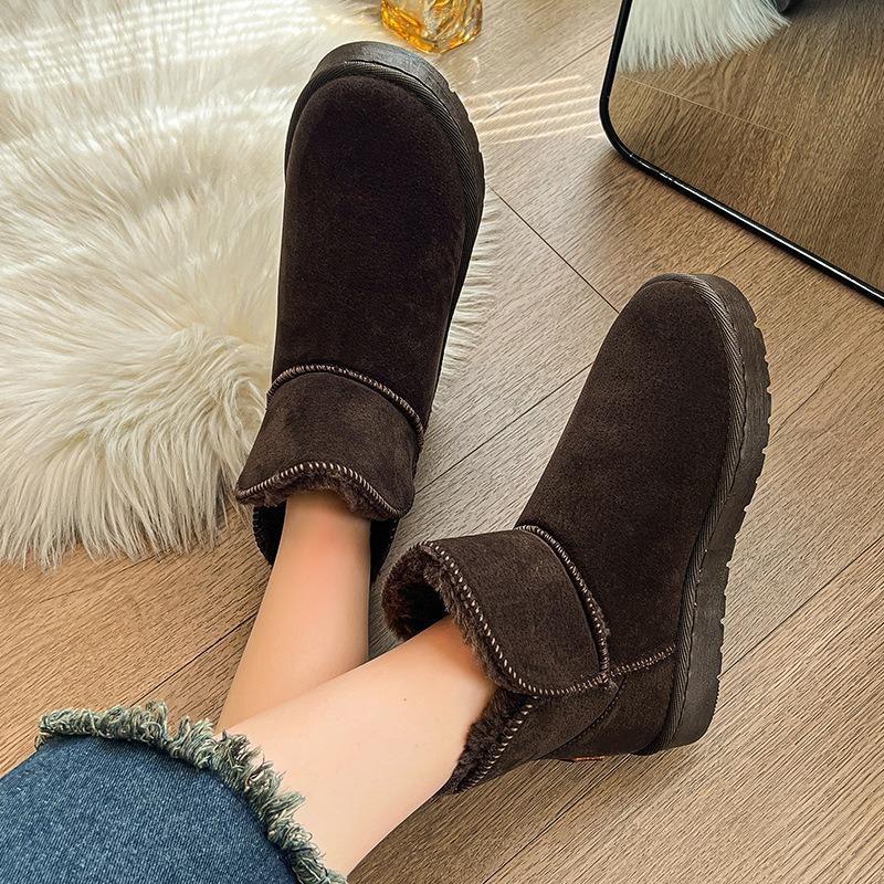 Women's Snow Boots Winter New Fleece Thickened Cotton Boots Children's Warm Short Tube Bread Cotton Shoes