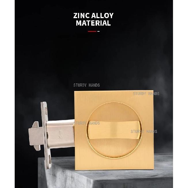 zinc alloy Square indicating sliding door lock, bathroom embedded sliding door, invisible hook lock