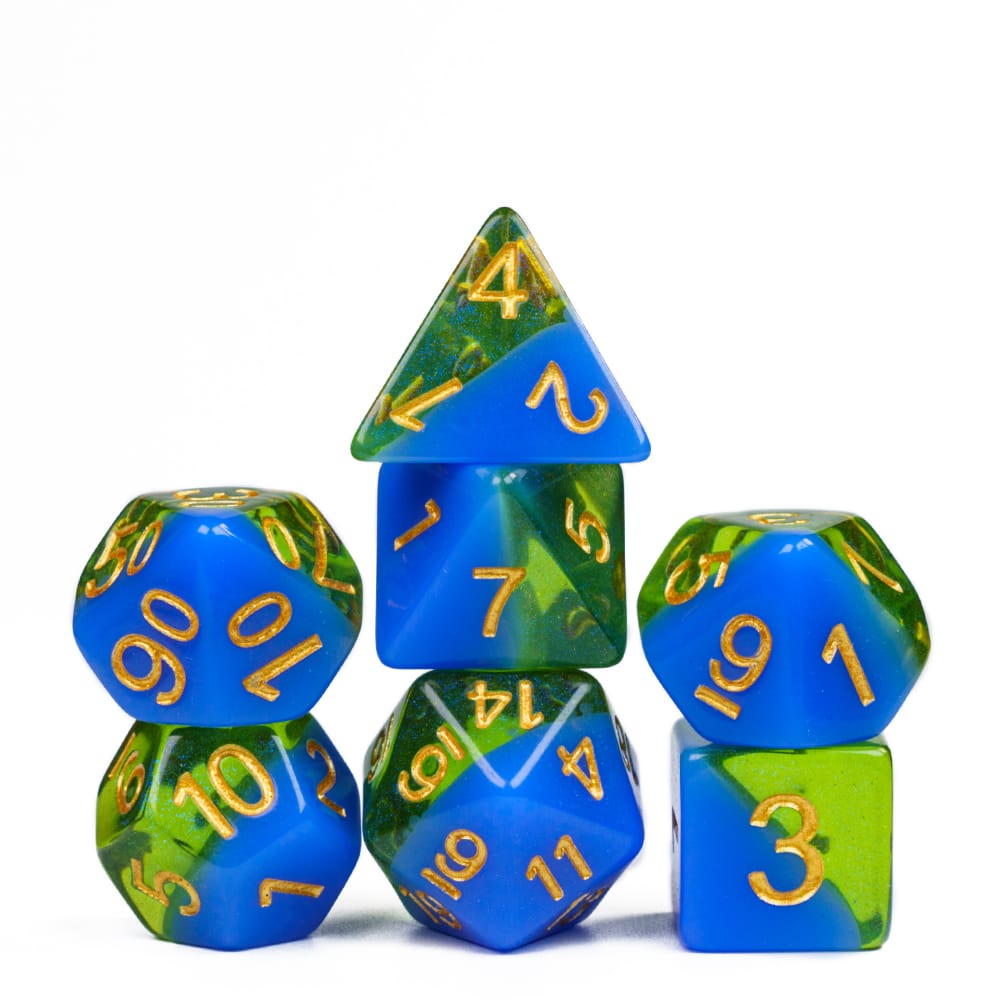 Cusdie Multi-color DND Dice Resin Glitter D4-D20 Polyhedral Dice Set for Dungeons and Dragons Tabletop Role Playing Board Game
