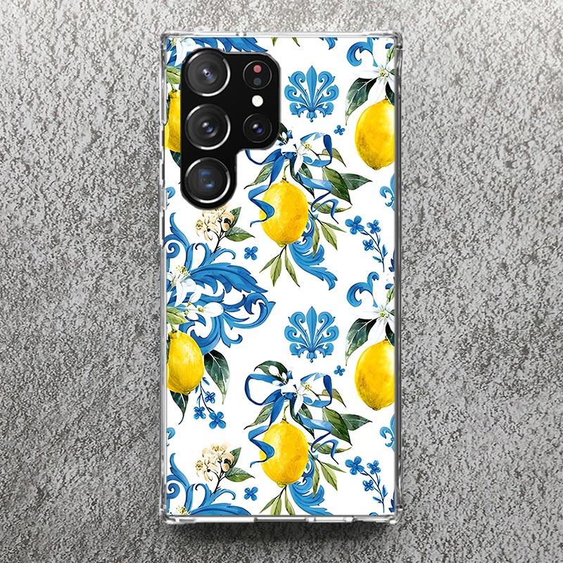 Summer Fruits Lemon Print Soft Case for Samsung Galaxy S25 S24 S23 S22 Ultra S21 Plus S20 FE Phone Shell S10 + Pattern Cover