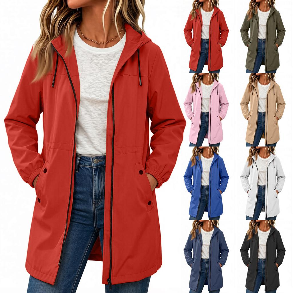 Trench-coat long coupe-vent décontracté de couleur pour femme, à porter au quotidien