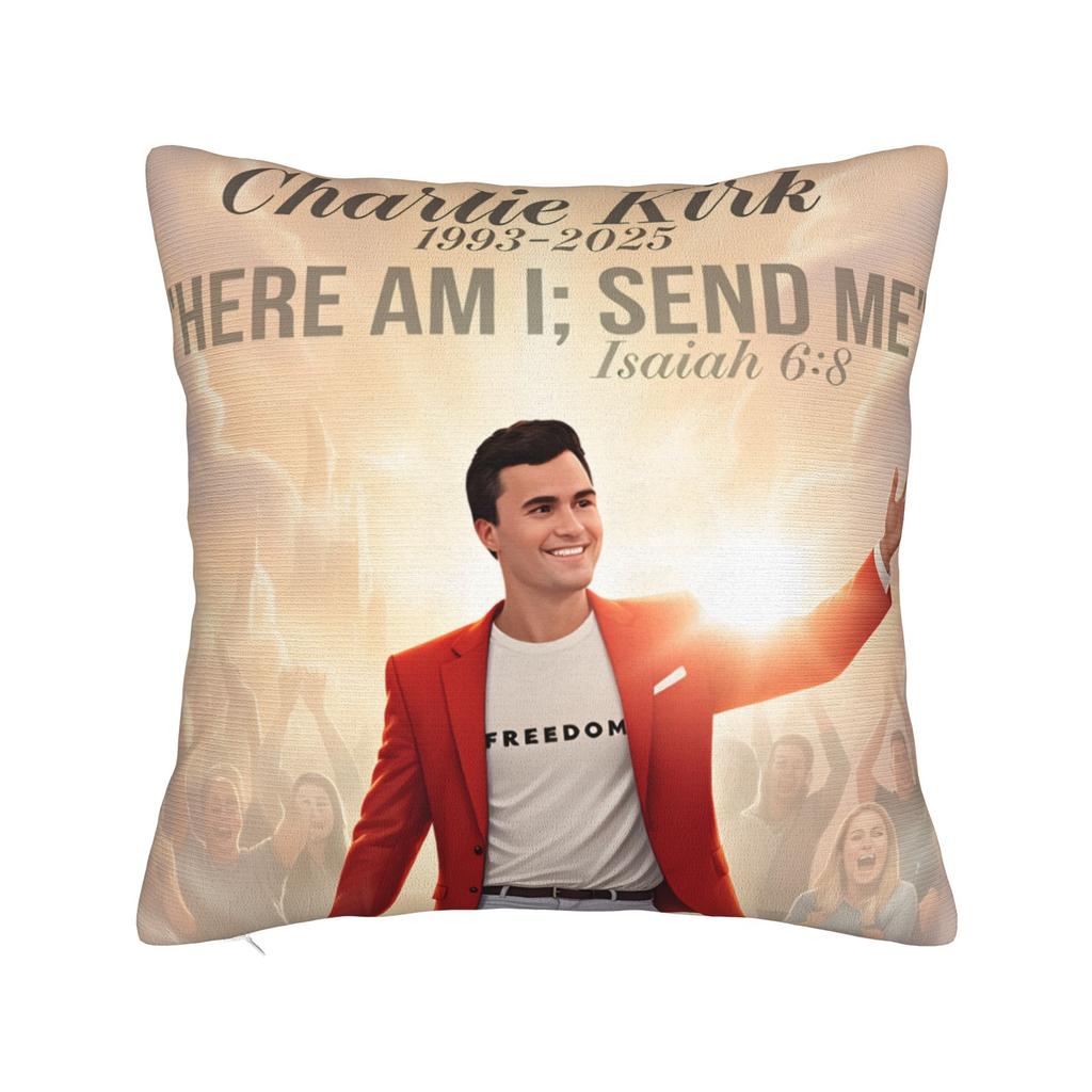 Fundas de Almohada Angélicas y de Jesús de Charlie Kirk Funda de Almohada Cuadrada Linda y Divertida para Silla de Sala de Estar