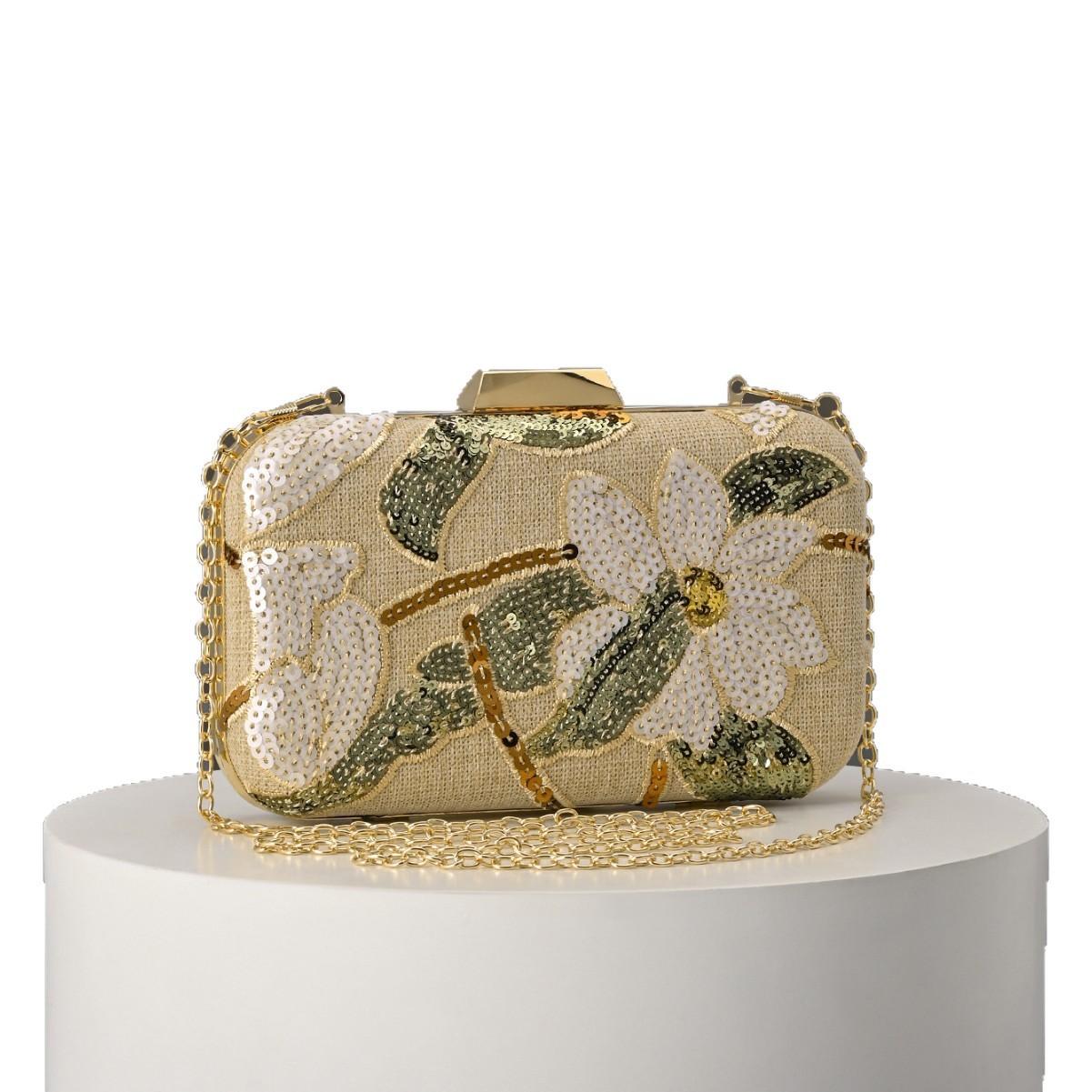 

2026 Embroidery Dinner Bag Handmade Decal Sequins Clutch Bag Evening Bag Random Pattern