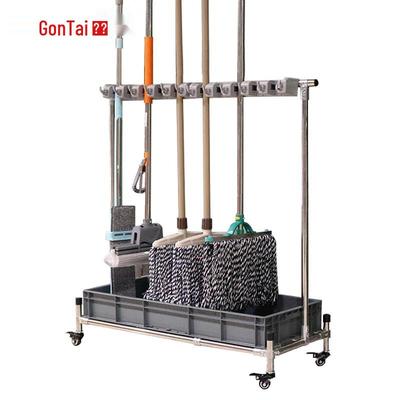 Gongtai Stainless Steel Movable Mop & Broom Storage Rack