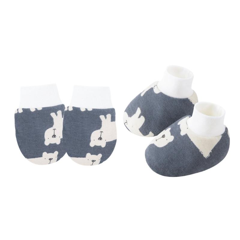 Set of 1 Infant Cotton Mittens Anti Scratch Hand Cover Soft Breathable Warm Gloves & Socks for 0-6M Boys Girls