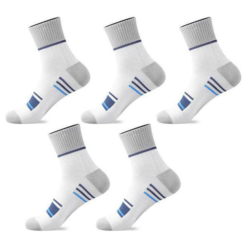 5 Perechi Șosete Bumbac Bărbați Absorbție Transpirație Respirabile Anti-miros Modele Groase de Șosete Lungi Șosete Bumbac Sport Trendy Bărbați