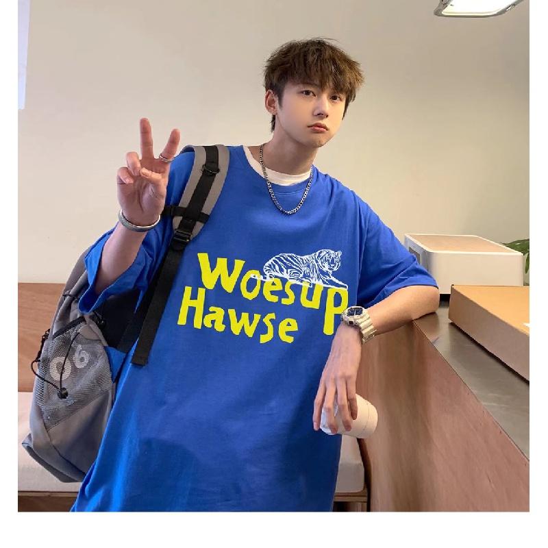 Pánská trička s krátkým rukávem dopis s grafickým potiskem trička s polovičním rukávem svetrové tričko ležérní tričko muž korejský ležérní retro topy s kulatým výstřihem