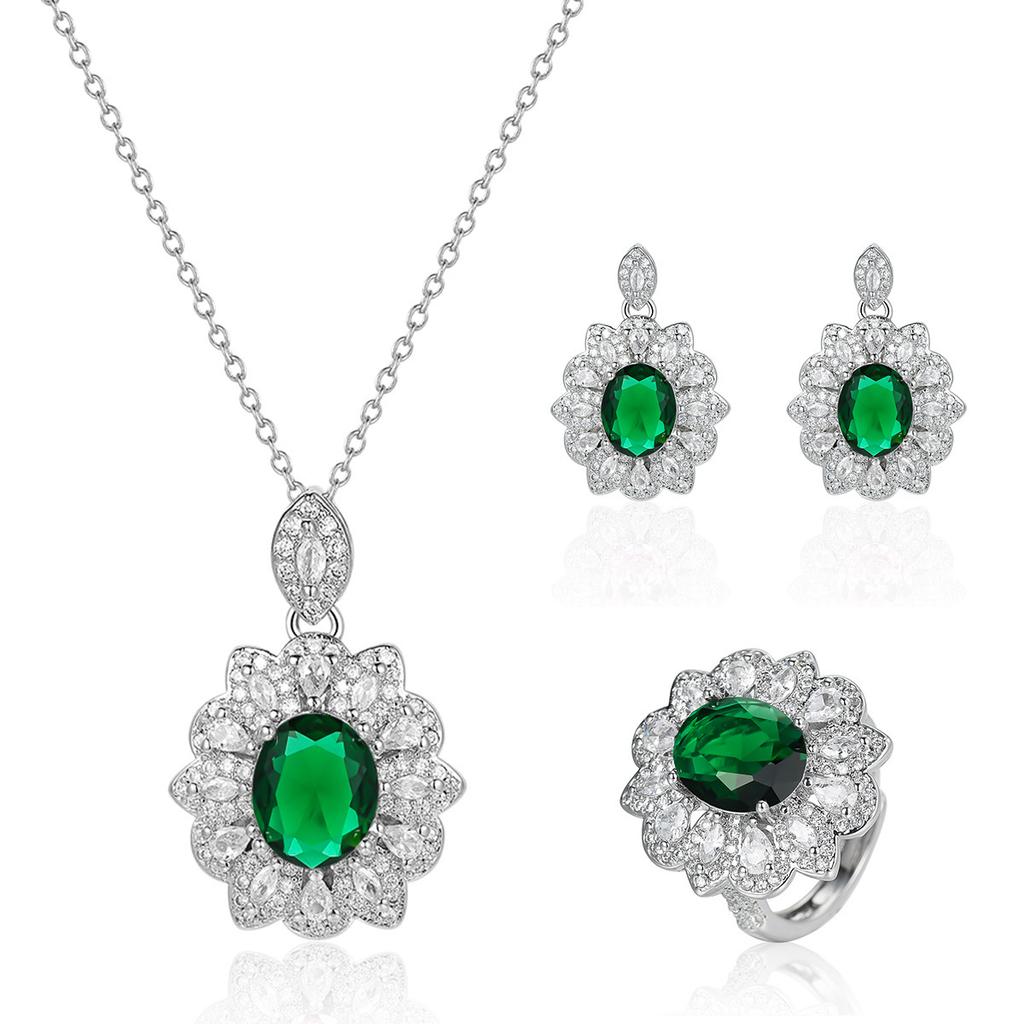 Hot mining explosion full of diamonds, colorful treasures, large flower necklaces, rings, European and American studs.